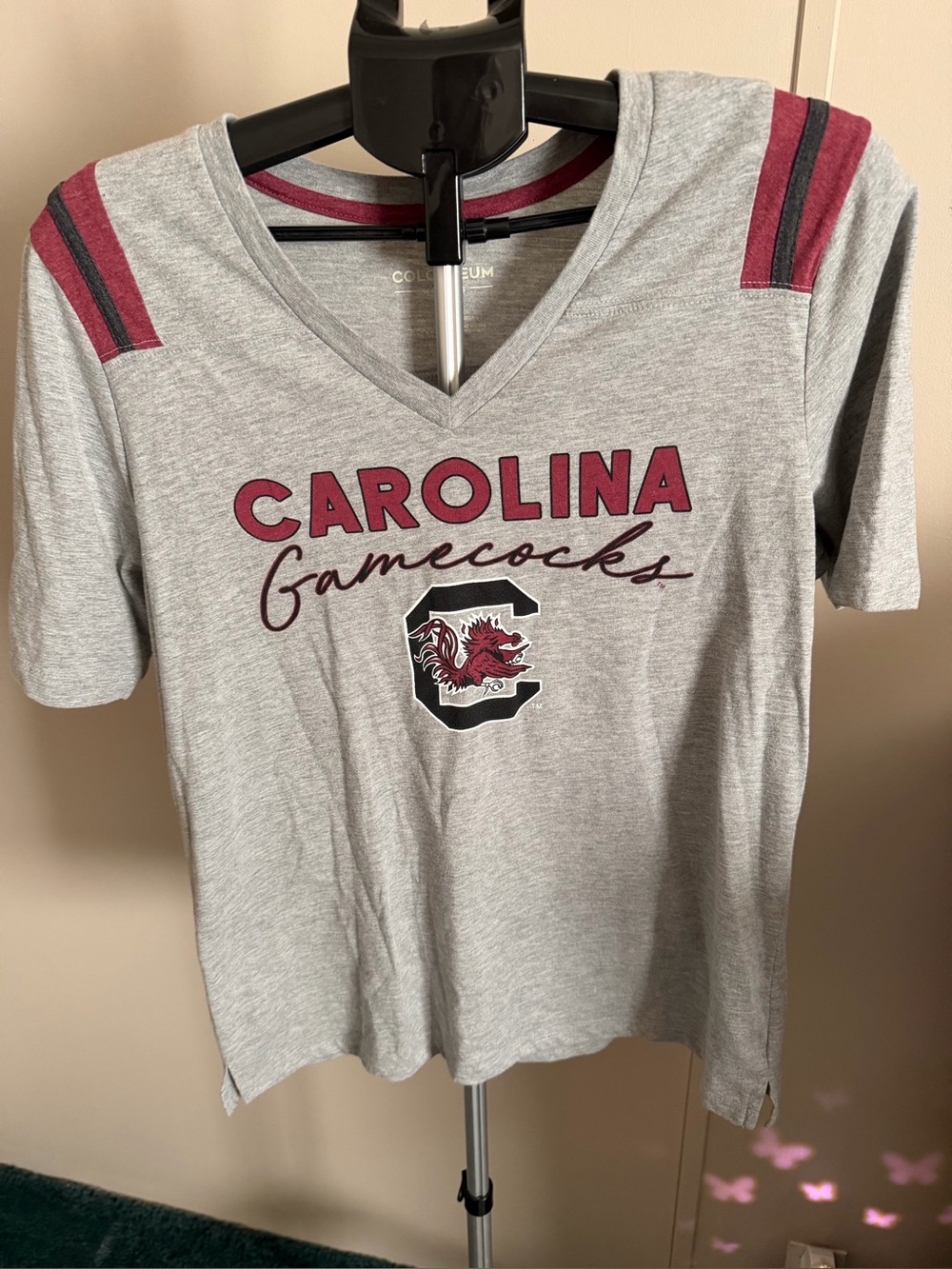 Colosseum South Carolina Gamecocks Striped V-Neck Tee - Women's L